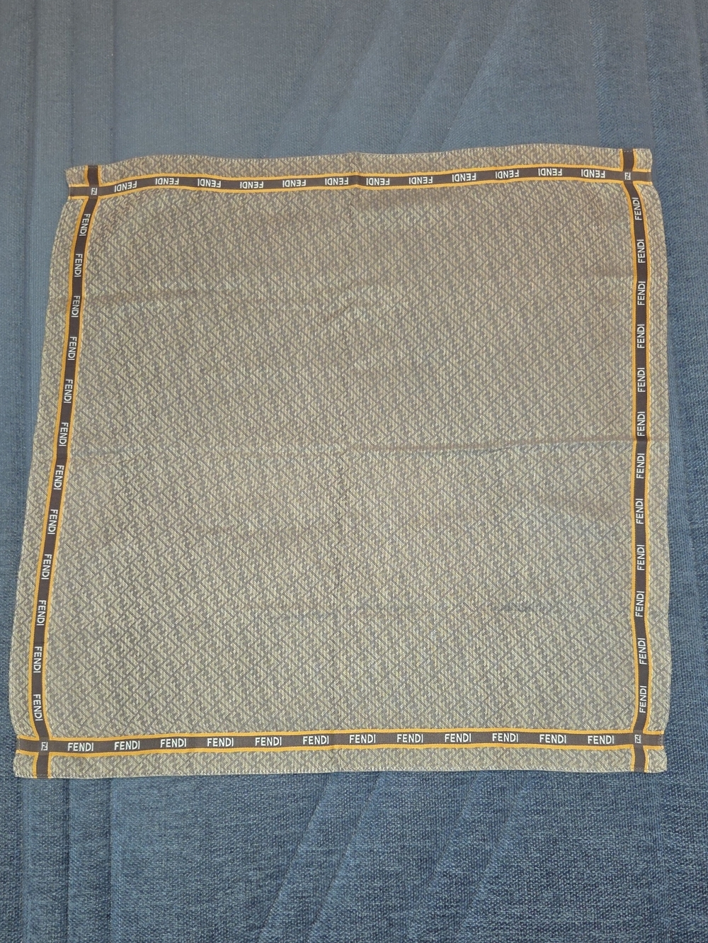 Fendi Cotton Handkerchief Color Beige  with Gold Logo Trim With COA